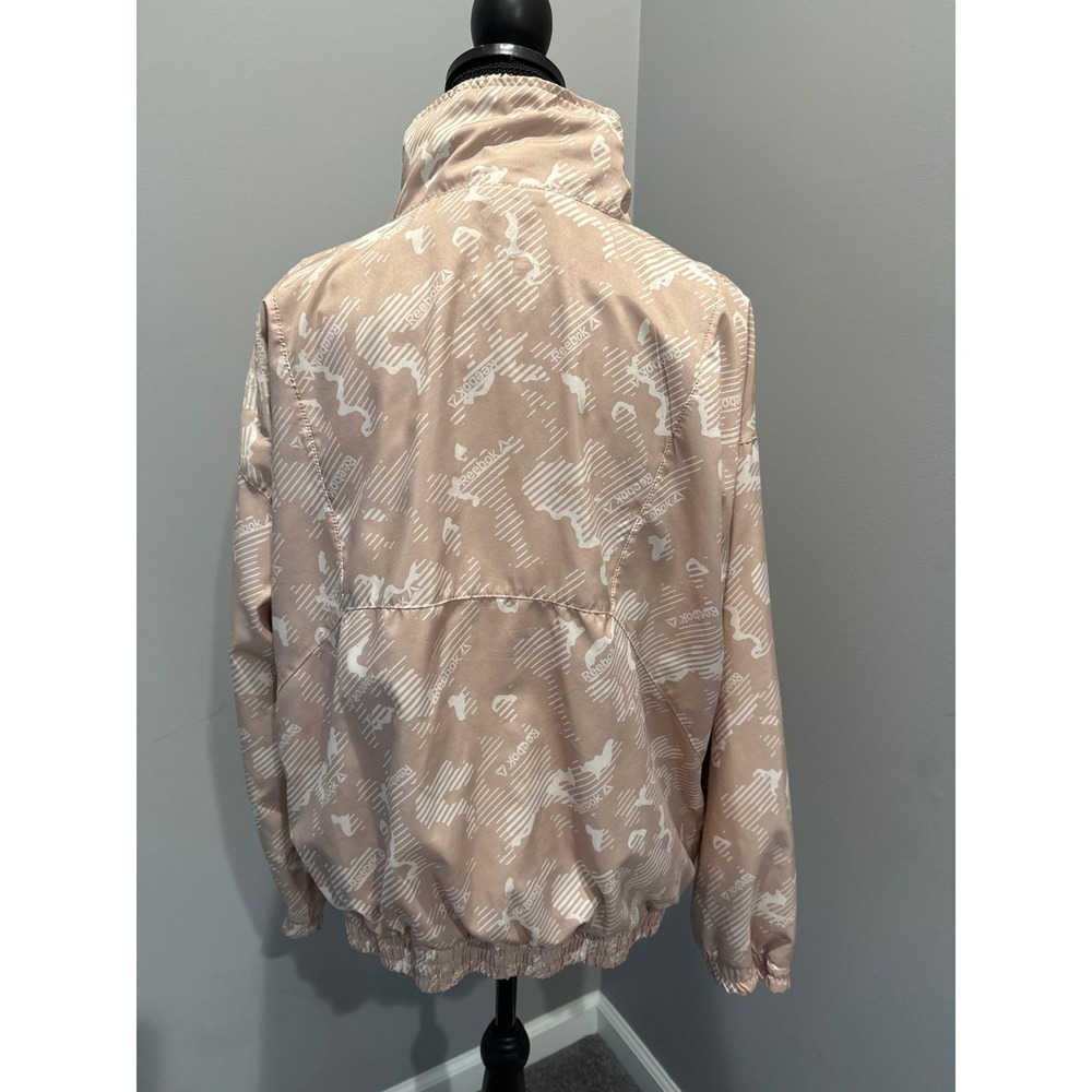 Reebok Lightweight Windbreaker Jacket All Over‎ Logo Print Mock Neck Zip Up - Picture 4 of 6
